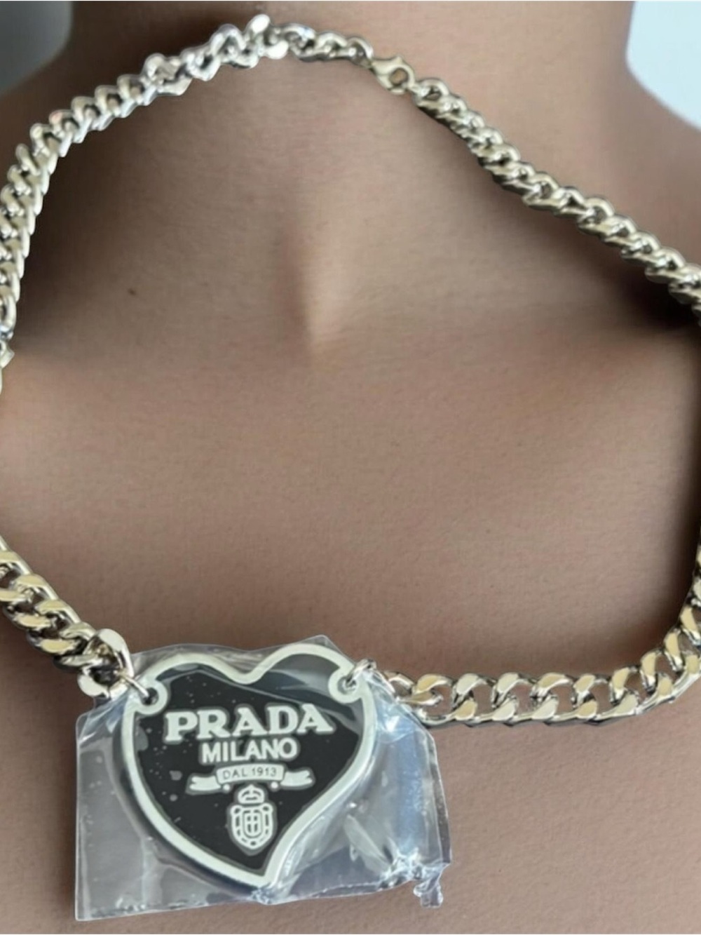 Prada RARE Black Heart Necklace
